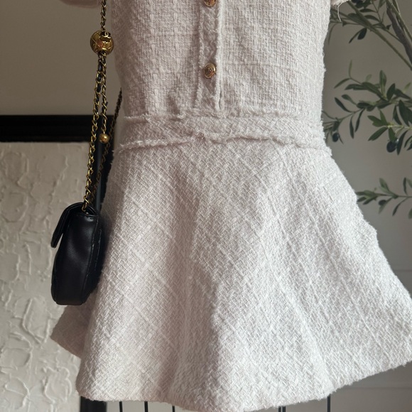 Elegant White Tweed Mini Dress - Picture 3 of 4